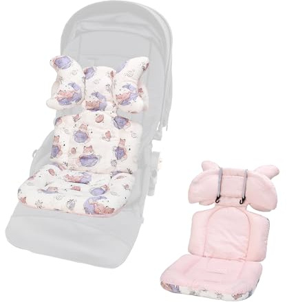 LAT Colchoneta Silla Paseo Universal, Reversible Funda Silla Paseo Universal, Algodón Funda Carro Bebe Universal con Reposacabezas Extraíble para Cochecitos (Planeta Zorro)