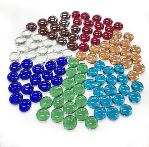 Hhverse Bunte Glassteine Muggelsteine 900g (Etwa 205 Stück) 17-20mm Durchmesser Glasnuggets Dekosteine für Vasen, Aquarium, Garten Deko DIY-Projekte