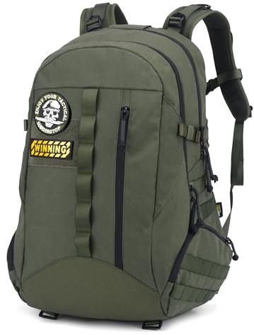 Mardingtop Mochila táctica de 30 l/40 l, robusta mochila militar con sistema MOLLE, mochila de trekking para camping al aire libre del ejército alemán, 40L-verde