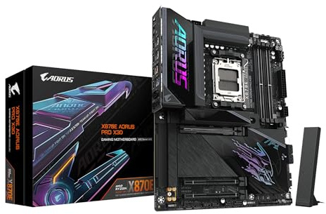 GIGABYTE X870E AORUS PRO X3D moderkort - stöder AMD Ryzen 9000 CPU:er, 18+2+2 faser digital VRM, upp till 9000Hz DDR5 (OC), 2xPCIe 5.0 + 2xPCIe 4.0, Wi-Fi 7, 5GbE LAN, USB 4