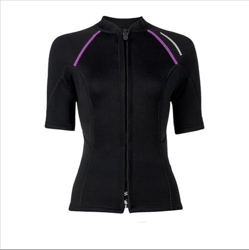 Muta Uomo Costume da bagno a maniche corte diviso for donna in neoprene da 1,5 mm, pantaloni corti, giacca da surf e immersioni.(Black top,M)