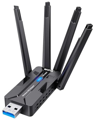 AX1800Mbps WiFi 6 USB Adapter for Desktop PC & Laptop, 8dBi Antenna Wireless Network Adapter,Built-in Driver/Dual Band 5/2.4Ghz Compatible with Windows 7/10/11,USB3.0