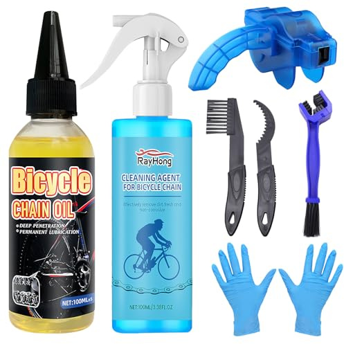 7 Pezzi Set per la Pulizia Della Bicicletta, Kit Pulizia Catena Bici, Pulitore per Catene, Spazzola Catena Bici