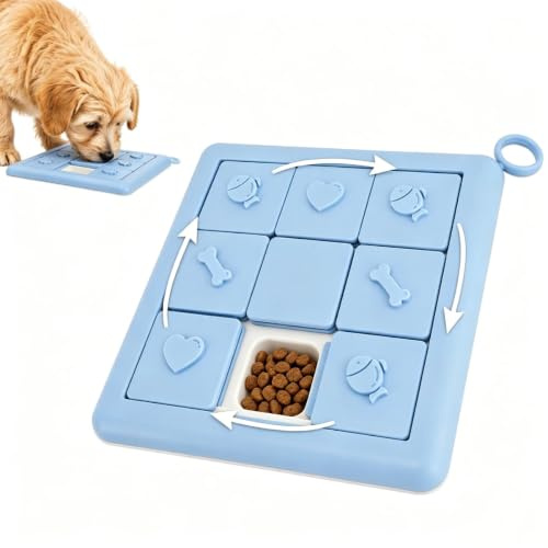 FTISSLY Jouet Interactif pour Chien, Jouet de Léchage pour Chien, Jeu d'Intelligence Caché Friandises, Développe la Curiosité et la Concentration, Bleu