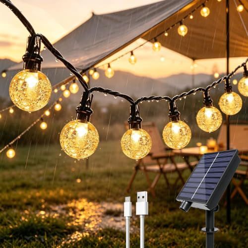 Xcdhemde®Guirnaldas Luces Exterior Solar 12m 100LED, Alimentado por USB