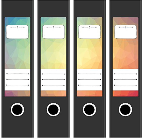 Ordneretiketten | 4 Aufkleber für breite Akten-Ordner | Waben | selbstklebende Design Akten-Etiketten | Deko Sticker für Rückenschilder Ordnerrücken | zum Beschreiben
