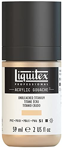 Liquitex 2059434 Professional Acryl Gouache - Ungebleichtes Titan , 59ml Flasche, matt - Acrylfarbe mit Gouache Eigenschaften, Hochdeckend, Wasserfest & Lichtecht