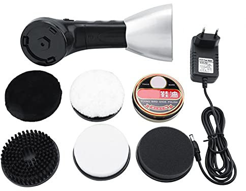 EVTSCAN Brosse de Nettoyage de Chaussures électrique, Brosse à Chaussures électrique Automatique polisseuse à Main Batterie ou Prise d'alimentation (Prise UE 220 V)