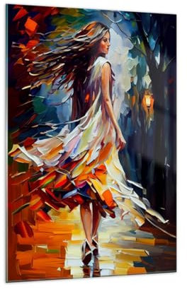 ARTTOR Vidrios decorativos 70x100cm Cuadro Sobre Vidrio Moderno Mujer Vestido Artístico Grande Cocina Cuadros Pared Impresiones Decoracion Salon Impresión en Cristal Wall Art Prints GPA70x100-6210