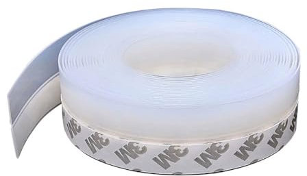 5M Window Sealing Strip, Self Adhesive Weather Stripping 35mm Width, Silicone Door Bottom Seal Strip Tape for Gaps of House Glass Shower Window and Door Weatherproof Soundproof, Transparent