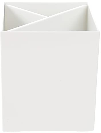 AUTSUPPL Kunststoff Stifthalter Mit Trennwand Multifunktionale Aufbewahrungsbox Für Make up Pinsel Und Schreibtischorganisation Weiß Für Büro Und Zuhause