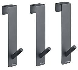 Türhaken 3er Set - APARA - Farbe Magnet | Robuste Türhänger aus Metall | Türgarderobe ohne Bohren | Platzsparende Aufhängung für Handtücher & Kleidung | Modernes Design in Grau | 2 x 1,25 x 12,8 cm