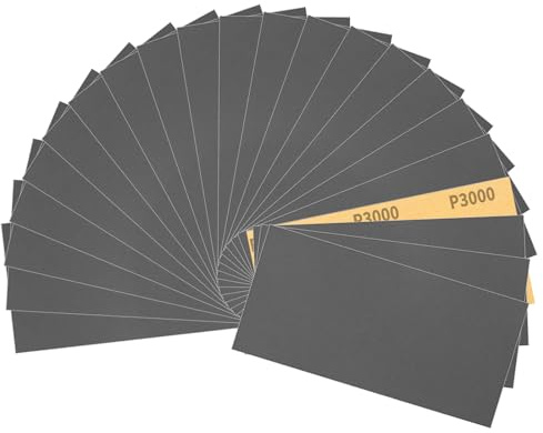Sruhrak 93x230mm Papel de Lija Resistente al Agua, 30 Piezas de Lija para Uso en Húmedo y en Seco, Grano 3000, para Trabajar la Madera, Desincrustar Metales y Preparar Superficies.