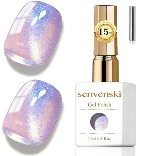 Senvenski Gelatina Vetro Cat Eye Smalto Semipermanente, 15ML Occhi di Gatto Magnetica per Gel Unghie Kit Olografico Glitterato Cristallo Smalti Unghie Salon Home DIY (Gelatina Sirena, 0.5fl oz)