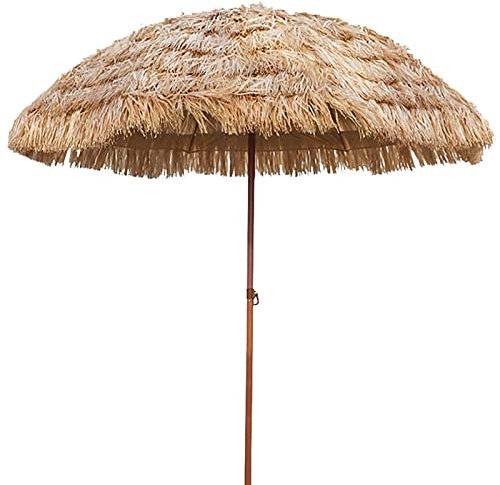 240cm Imitation Straw Garden Market Table Beach Patio Parasol, Suitable for Outdoor Restaurants, Cafes, Swimming Pools, Umbrella Pole Φ38mm, Can Tilt