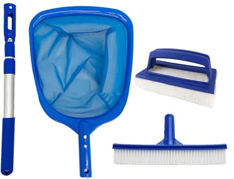 4 pezzi Rete di pulizia della piscina con, 45 x 32 x 7 cm Kit di pulizia della piscina fuori terra,ABS di rete di schiumatura della spazzola della piscina, per piscine fuori terra