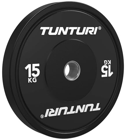 Tunturi Platinum bumper plates - Poids haltérophilie - Disques d’haltère - 1x 15kg - Noir