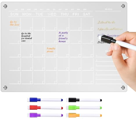 Magnetisk veckoplan – magnetisk whiteboardkalender | 3D transparent raderbar skrivbordsplanerare | Månatlig veckokalenderorganiserare akryl planeringstavla för kök kylskåp hem