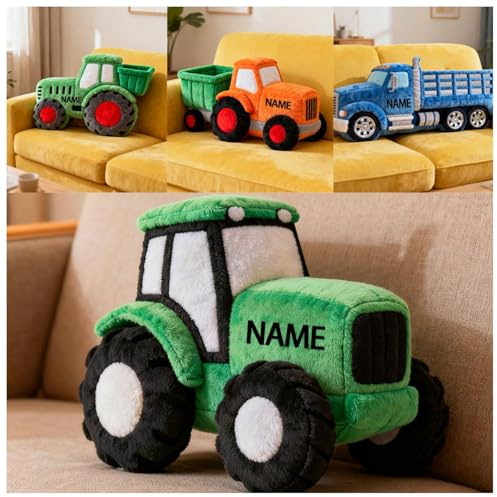 XIAO.Z Personalized Trailer Tractor Shaped Pillow, Custom Name 2D Printed Construction Engineering Vehicle Trailer Tractor Throw Pillow Sofa Decorative Cushion Stuffed Pillows for Room Bedroom Decor