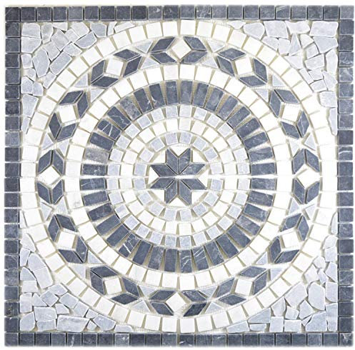 Naturstein Mosaik Einleger Fliese Groß Travertin anthrazit schwarz weiß für WANDDEKO BAD WC KÜCHENDEKO