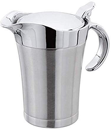 Siunwdiy Stainless steel sauce pot with lid, double insulated, thermal container for sauce boat and sauce with lid, ideal Thanksgiving pourer for sauces or cream sauces,Silver