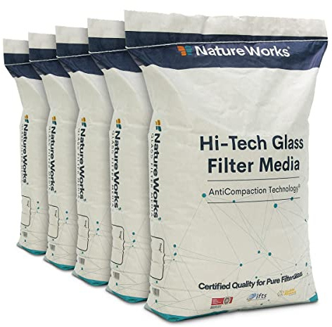 Nature Works Hi-Tech - Filtro in vetro per impianti di filtraggio della piscina, 100% vetro piatto ecologico, grana da 0,6 a 1,0 mm (100 kg)