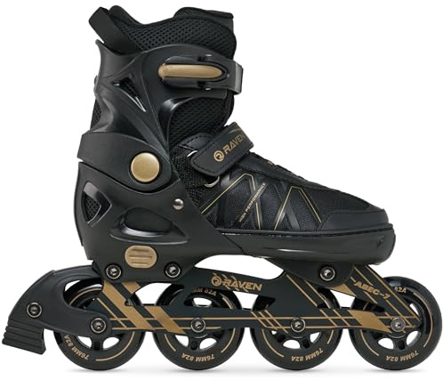 RAVEN - Inline-skridskor för barn och vuxna - Roller Skates för barn och vuxna - ABEC-7-lager, gummihjul - Gold, 37-40 (23,5-26 cm)