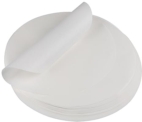 Swawis 150 stycken bakpapper runda, runda non-stick-bakplåtspapper Ø 28 cm, runt BBQ papper, för pannor bakning BBQ pizzakaka luftfritös (vit)
