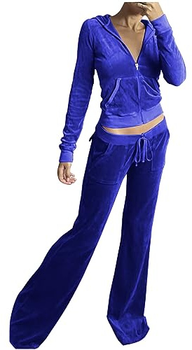 Survêtement Femme Ensembles Velours Sportswear Sweat Zippé à Capuche Pantalon 2 Pièce Jogging Suit Sport Décontracté Tenue Couleur Unie Survêtement Deux Pièces en Velours pour Femme avec Capuche