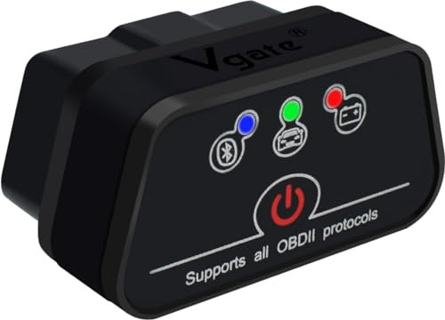 Vgate iCar2 OBD2 Bluetooth Adapter Diagnose-Scanner für iOS & Android: Auto-Connect, Fehlercode löschen, Live-Daten, Diagnosewerkzeug zurücksetzen (Schwarz)