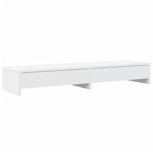 vidaXL Monitorstativ med lådor vit 100x27x15 cm konstruerat trä