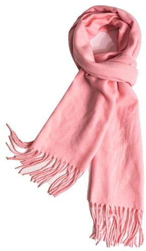 TUSHUSTY Scarf For Men Women Winter Warm Neck Plaid Solid Scarves Fall Softest Classic Pink