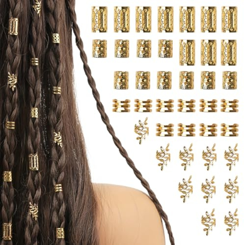40 Pezzi Gioielli Dreadlocks Trecce Clip, Dreadlock Perline Clip a Spirale, gioielli per capelli dorati, gioielli dreadlocks da donna, Capelli Treccia, Accessori Decorazione,Per Uomini e Donne(Oro)