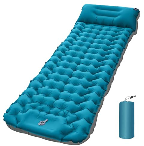 Camping Mat Inflatable Mattress, Xndryan Sleeping Mat Self Inflating Camping Mattress Camping Airbed Single Air Mattress forCamping Hiking Travel, Built-in Foot Pump