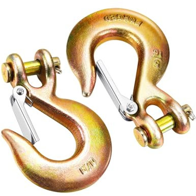 Ostacolo Fune di Traino Auto 2 Confezioni 5/16 Pollici Gancio di Traino - Gancio di bloccaggio Catena rimorchio di Traino, Gancio Scorrevole a Forcella con Gancio di SIC