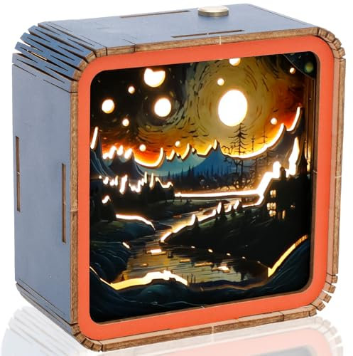 Puzzle luce notturna, luminosità regolabile, puzzle in legno, facile da montare, puzzle fai da te con batteria integrata per camera da letto