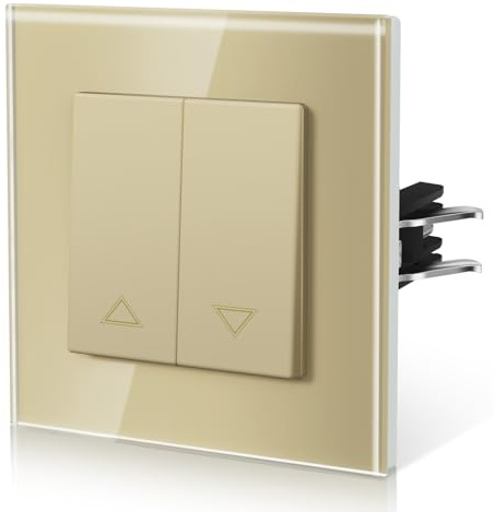 BSEED Interrupteur Volet Roulant Connecté, Interrupteur Poussoir, Bouton Encastré avec Griffes, NOUVEAU Série E, 86mm Or