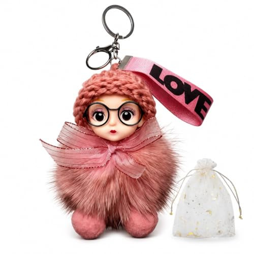 Terrflux Cute Plush Bag Charm for Handbags, Soft Doll Keyring with Gift Bag