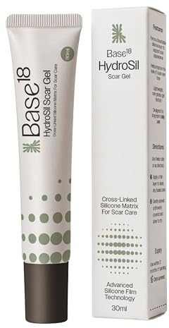Base18 HydroSil Scar Gel 30ml | 7 Actives in Silicone with Niacinamide, Ectoin & Madecassoside | Quick-Drying Medical-Grade Silicone Gel for Surgical, Acne, Keloid & Hypertrophic Scars | Face & Body