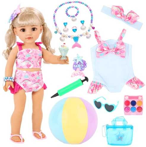 Miunana Traje De Baño + 15 Accesorios para Muñecas 14 - 17'' (Sin Muñecas)