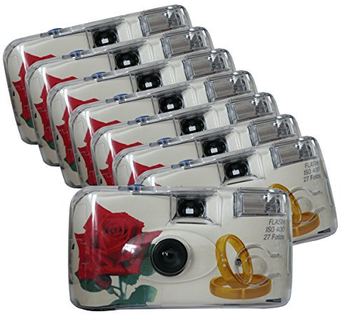 TopShot 376092 Golden Roses – Cámaras Desechables 40027 con Flash Incorporado Dispositivo del Paquete con 8 Cámaras Blanco