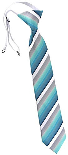TigerTie Randig barnslips – slips förbunden med elastiskt band, Türkis Mint Grau Weiß Schwarz