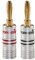 Poppstar 2x High End Bananenstecker, (bis 4 mm² verschraubt, verlötet 6 mm², 24k vergoldet, Aluminium-Gehäuse, 1x schwarz, 1x rot)