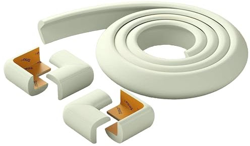BEARTOP Protection Souple des Bords | adhésif Tesa Puissant | protège bébés, Enfants & Seniors | pour Tables, Plateaux de Table | Blanc Laine
