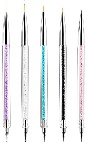OWill 5 Pcs Nail Art Brushes, Nail Art Tools Drill Drawing Nail Brushes for Gel Nails Liner Brush Nail Art Thin Dotting Nail Art Pen Fine Nail Art Brush
