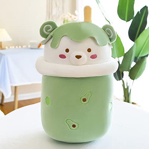 EXQULEG Bubble Tea Plüschtier Boba Plüsch Spielzeug Tea Boba Milchtee Kissen Für Kinderspielzeug Geburtstagsgeschenk Mädchen Mädchen (Grün,25cm)