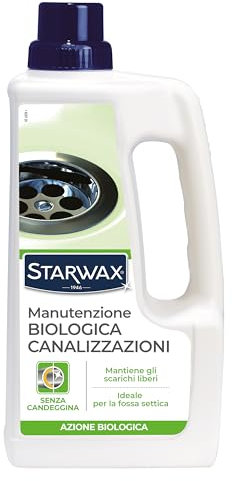 STARWAX - Manutenzione biologica canalizzazioni - Blocca gli odori - Mantiene gli scarichi liberi - Senza candeggina - Ideale fosse biologiche - 1l