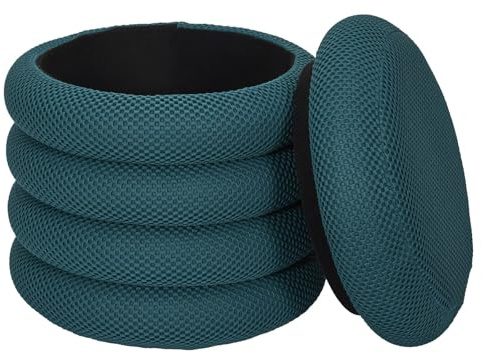HOME DECO FACTORY, HD0424, Pouf contenitore dal design moderno ed elegante, ideale per soggiorno o camera da letto, pratico e leggero, generosa capacità contenitiva, dimensioni 37x42x37 cm, colore blu