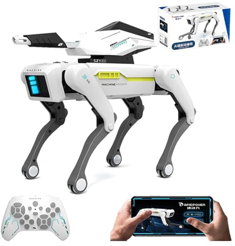 X-Verse RC Robothund för Barn Leksaker med Fjärrkontroll, Programmerbar Dansande Musikhundrobot, Spränger Vattenbomber med Röst och Interagerar, Presenter för Pojkar, Flickor 3-12 År