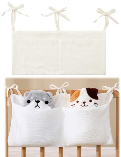 GNALIA 1 Stück Wickeltisch Organizer, Weiß, Hängeorganizer Für Babywindeln, Kleidung & Spielzeug (38X18 Cm), Aufhängbar An Krippe Oder Wickeltisch, Praktischer Aufbewahrungsbehälter